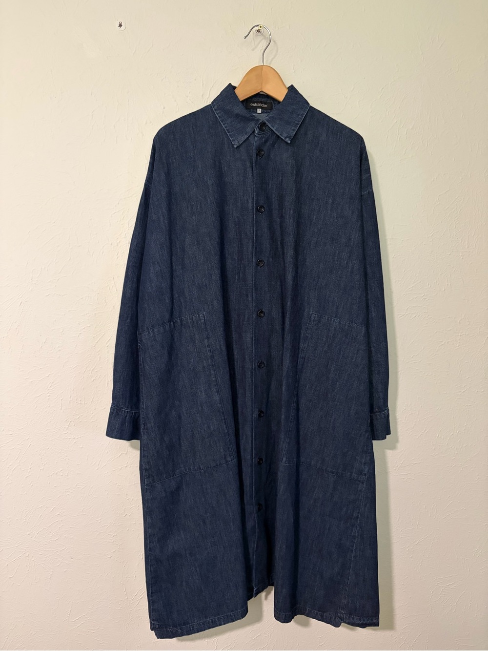 ESKANDAR Denim Side-Seam Midi Dress Size 2 Size in US 10-12